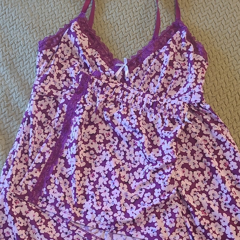 Laural Ashley Floral Purple and White Camisole and Shorts